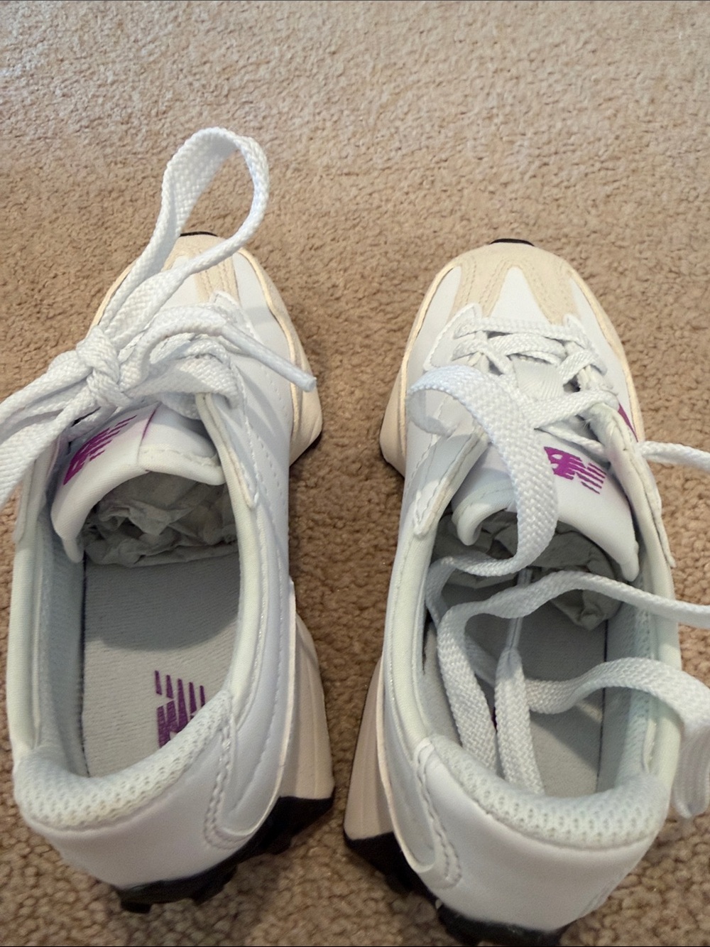 New Balance Kids White and Purple Sneakers - Picture 6 of 7